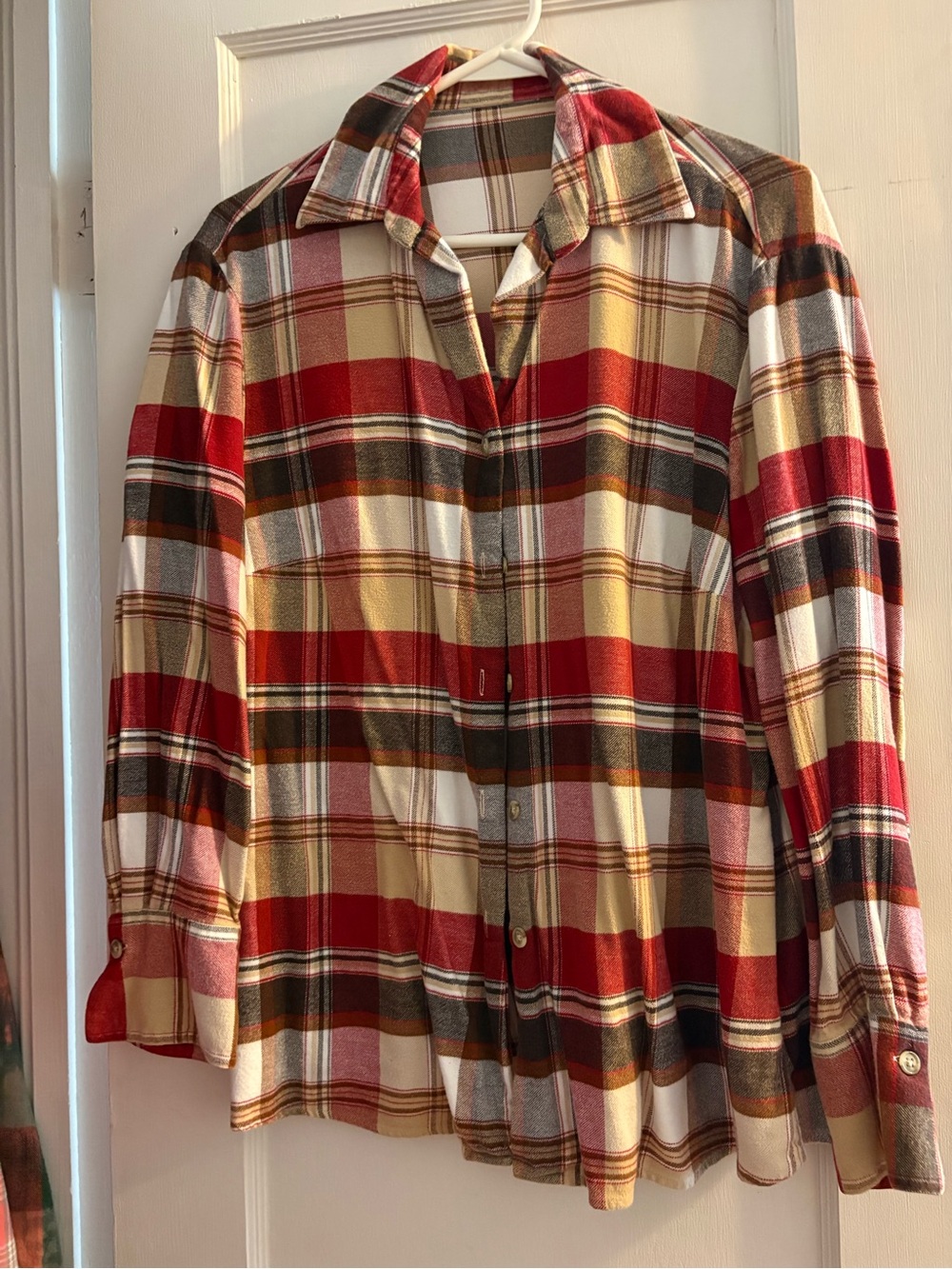 Classic Red Plaid Button-Up Flannel Shirt